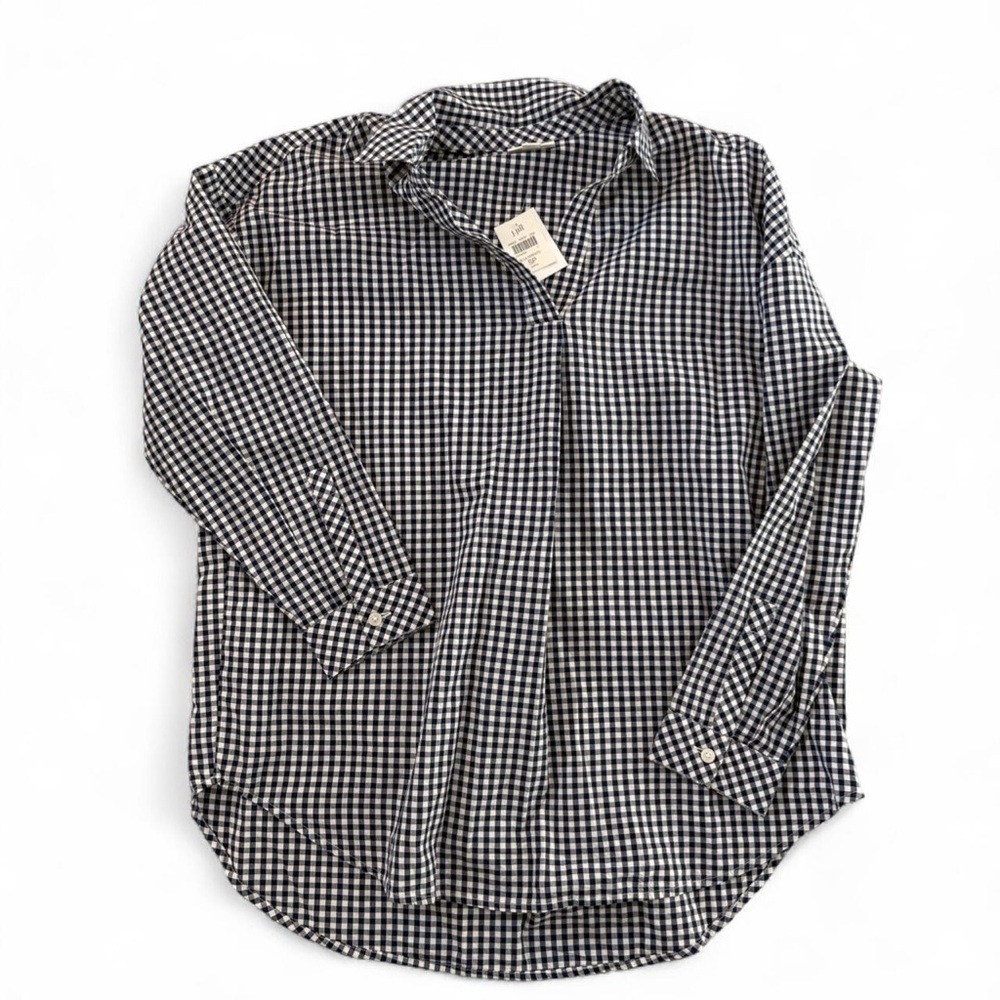 Women’s navy blue and White Checkered Shirt
